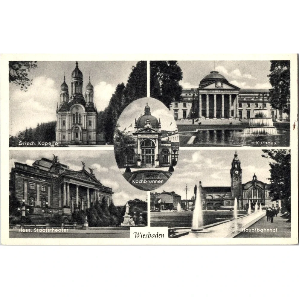 Vintage Wiesbaden Germany Landmarks Black & White Postcard Nr 2078